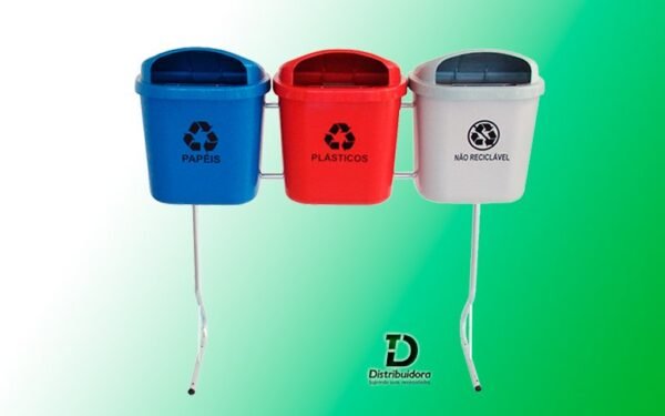 Conjunto para coleta seletiva com 3 cestos 40 Litros JSN Ref: ST4