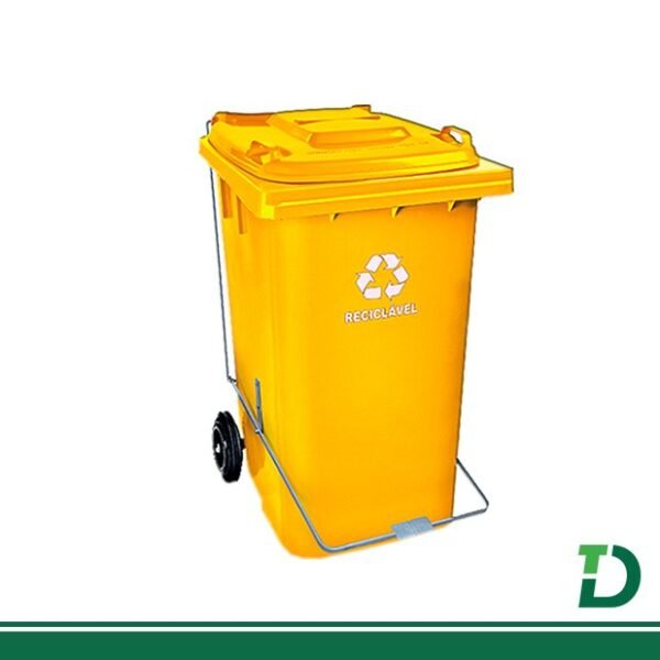 Contêiner plástico Cesto Seletivo color c/ pedal Cinza 240 litros