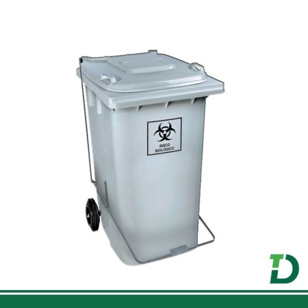 Contêiner plástico Infectante c/ pedal Branco 240 litros