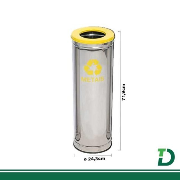 Lixeira Inox p/ Coleta Seletiva Aro Pintado 30 Litros JSN Ref: C30am Amarelo
