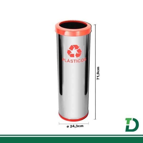 Lixeira Inox p/ Coleta Seletiva Aro Pintado 30 Litros JSN Ref: C30v Vermelho