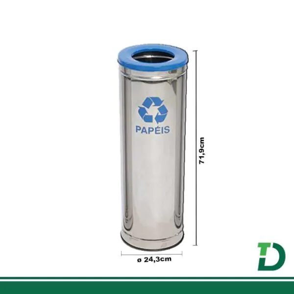Lixeira Inox p/ Coleta Seletiva Aro Pintado 30 Litros JSN Ref: C30a Azul